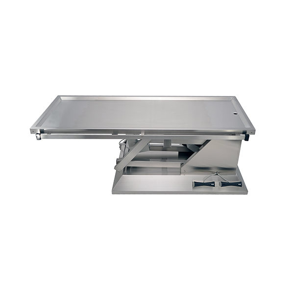 Electric surgery table with one evacuation tray