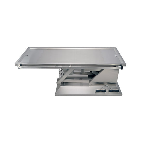 Electric surgery table with two evacuation trays