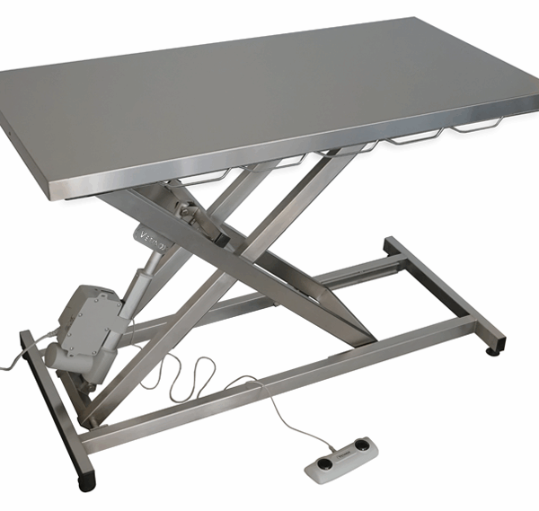 Electric consultation table with stainless steel flat top