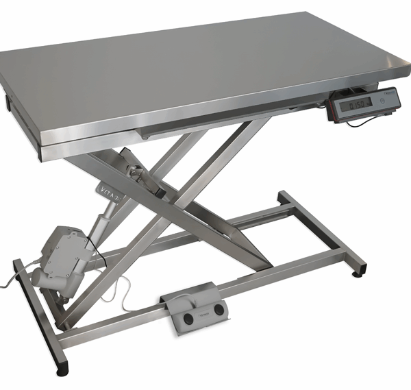 Electric consultation table with integrated weighing