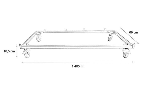 Châssis Inox 4 roulettes (2 à freins) pour cage C Polyester