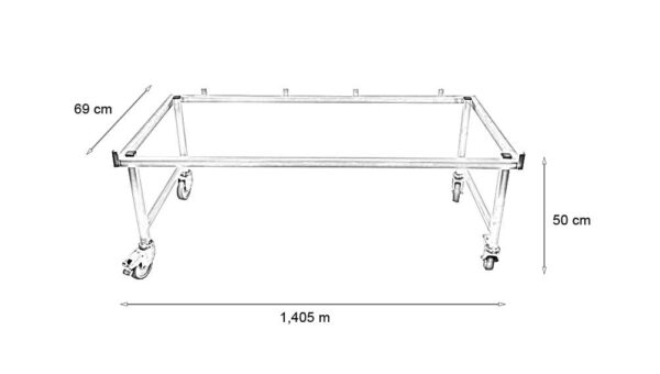 Châssis CONFORT Inox 4 roulettes (2 à freins) pour Cage C Polyester