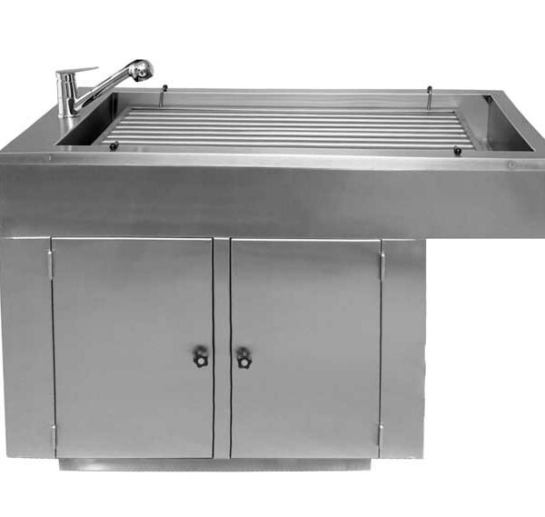 Bar tray preparation table with 2 doors and cladding