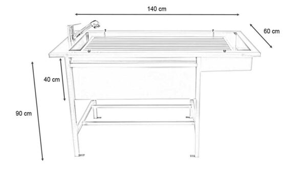 Table de préparation plateau barreaux avec sabot