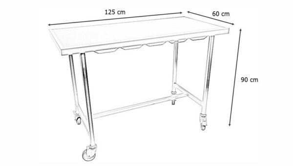 Table de consultation plateau tapis et cadre avec roues