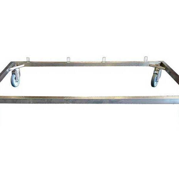 Mobile stainless steel platform with 4 castors (of which 2 with lock mechanism) for stainless steel cage E