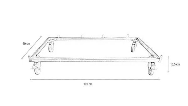 Châssis Inox 4 roulettes (2 à freins) pour cage E Inox