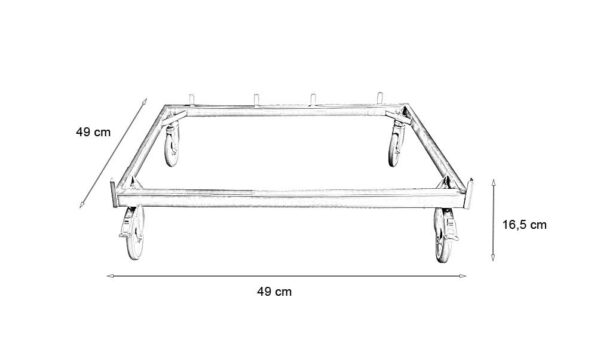 Châssis inox 4 roulettes dont 2 à freins pour cage A polyester