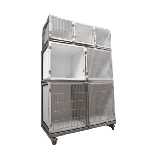 Set of 6 polyester cages on wheeled chassis (3A + 2B + 1C)