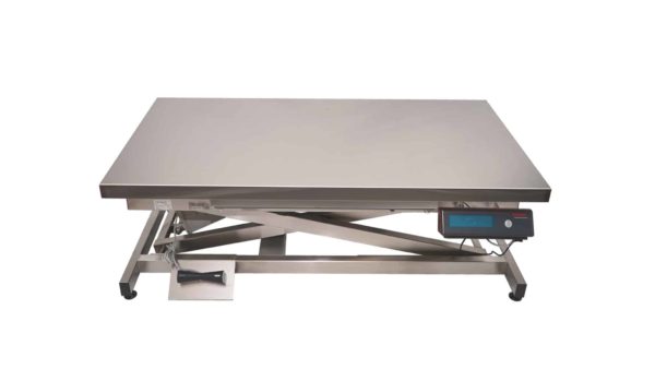 Electric consultation table with stainless steel flat plate and weighing system