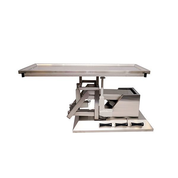 Surgery table with 3-way tilting and two-evacuation tabletop