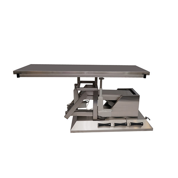 Table chirurgie avec inclinaison 3e sens, roues et plateau plat