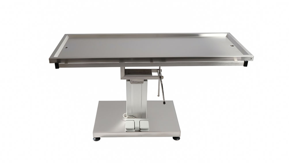 VETINOX_TA600200_table_chirurgie_plateau_2_evacuations_colonne_centrale_electrique_proclive_declive_manuelle
