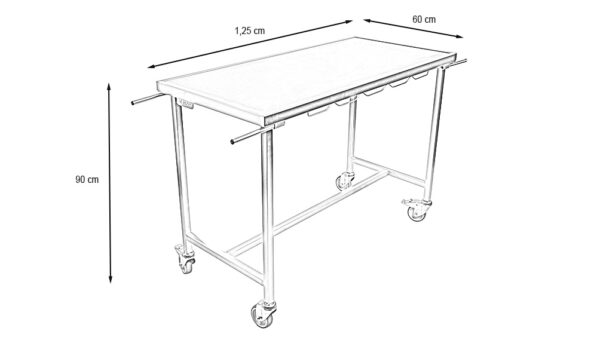 Table brancard avec tapis et cadre