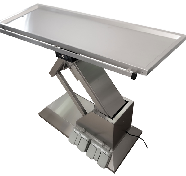 Surgery table with a warming top an evacuation