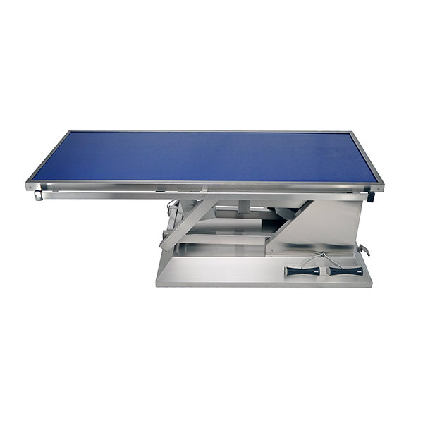 Surgery table with wheels and flat radiology tabletop