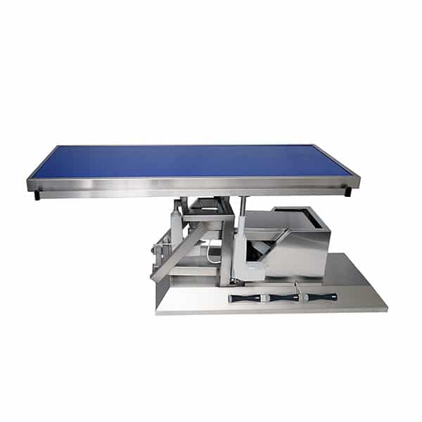 Surgery table with third direction tilt and flat radiology tabletop