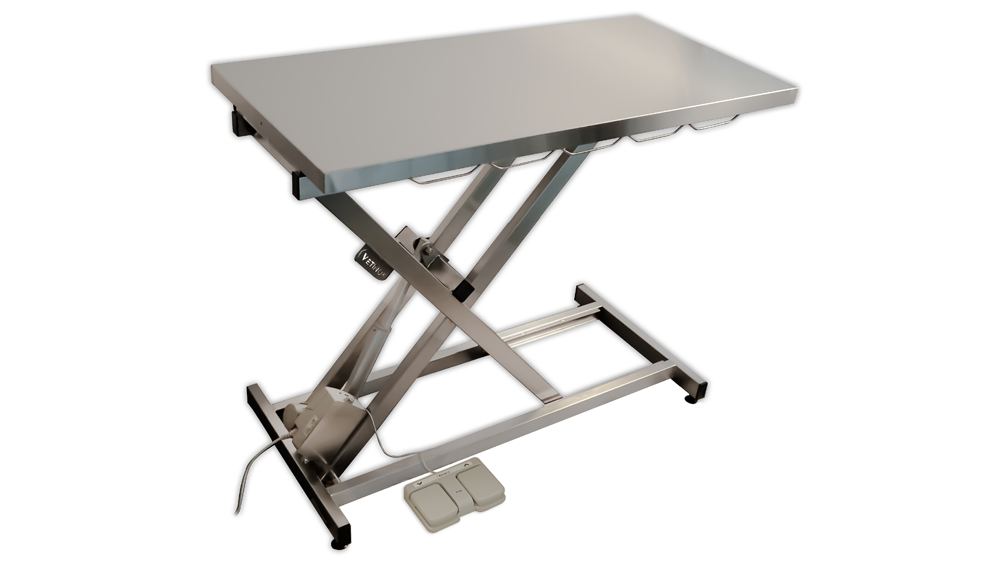 Table consultation électrique ELITE plateau plat INOX