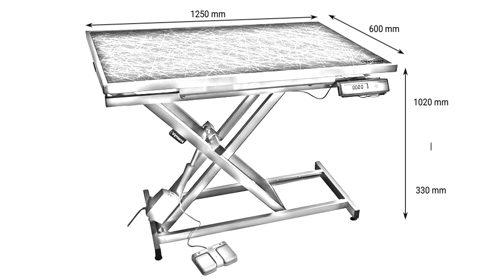 VETINOX_TA400100_Schema_Table_consultation_electrique_ELITE_plateau_plat_INOX_avec_pesee