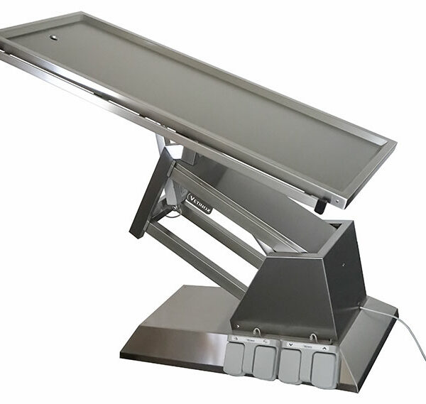 Electric surgery table with one evacuation tray