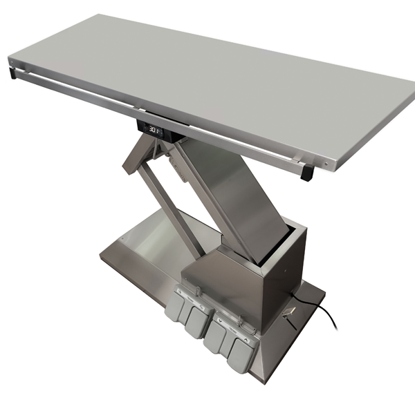 Surgery table with wheels and flat warming top