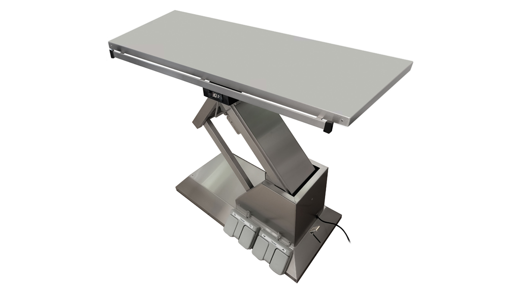 Mesa quirúrgica con ruedas y placa calefactora plana