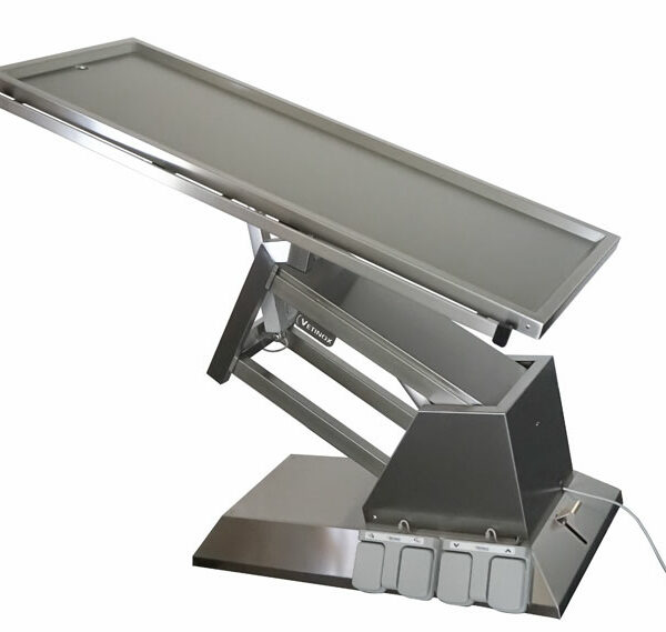 Electric surgery table with wheels and table top one evacuation