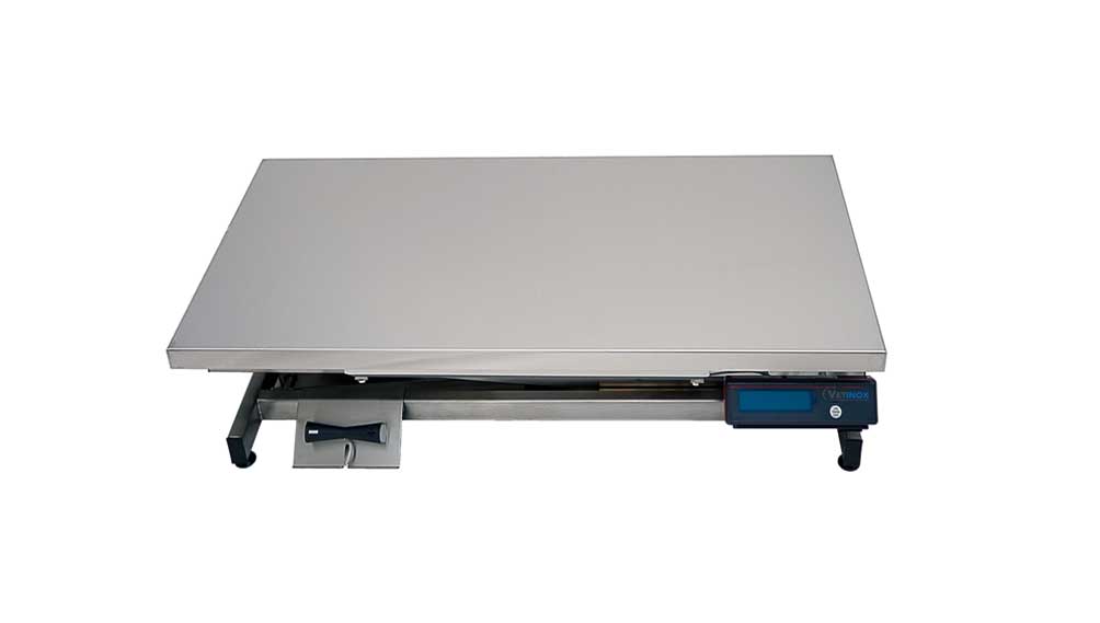 Table consultation électrique ELITE plateau plat INOX avec pesée