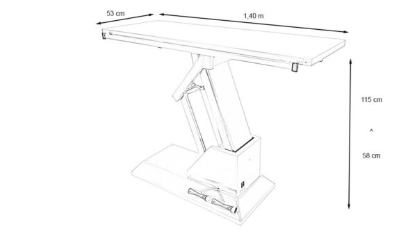 Table chirurgie plateau plat 1400x530 (Proclive - déclive électrique)