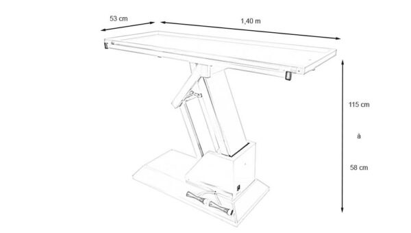 Table chirurgie plateau 1 évacuation (Proclive - déclive électrique)