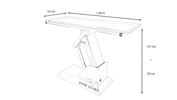 Table chirurgie plateau 2 évacuations (Proclive - déclive électrique)