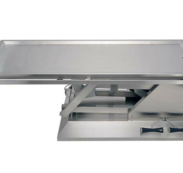 Electric surgery table with two evacuation trays