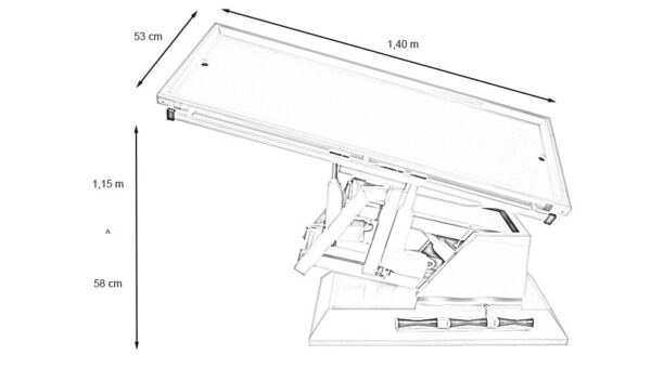 Table chirurgie plateau plat 4 roues (Proclive - déclive électrique) inclinaison 3e sens