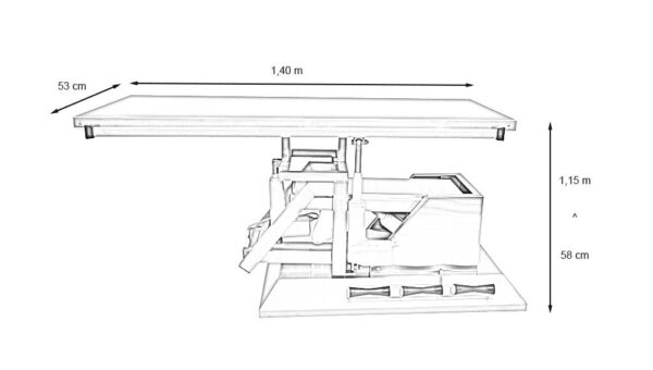 Table chirurgie avec inclinaison 3e sens et plateau plat