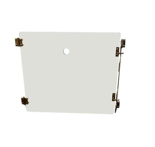 Porte verre 392×392 mm H/L avec trou oxygène pour cage A inox