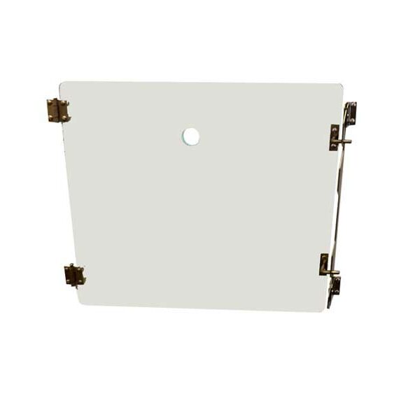 Porte verre 590×659 mm H/L, trou oxygene Ø 28,5 mm, pour cage B polyester