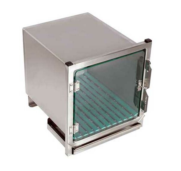 Cage en acier inoxydable – Format D – avec porte en verre