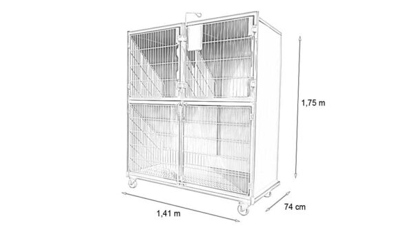 Ensemble 3 cages inox : 1C+2B porte grille inox + séparation +1 chassis à roulette – SANS TIROIRS & CAILLEBOTIS