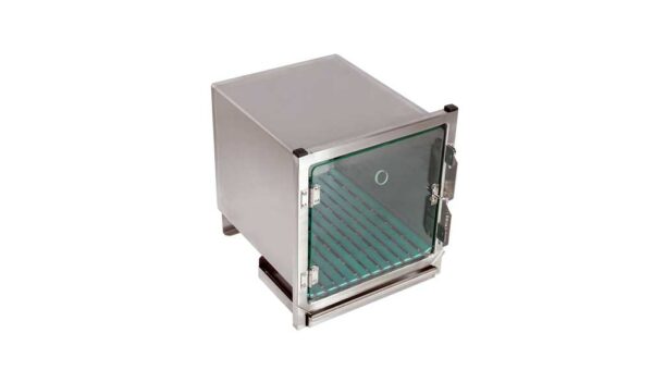 Cage en acier inoxydable – Format A – avec porte en verre et trou oxygène
