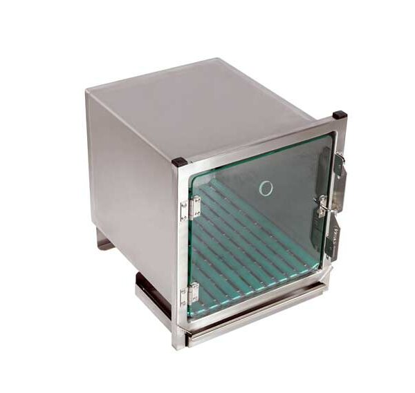 Stainless steel cage – Format A – with glass door and oxygen hole