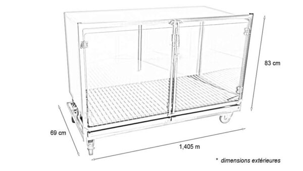 Cage en acier inoxydable – Format C – avec porte en verre