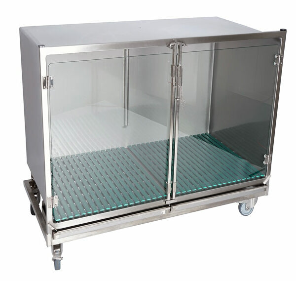 Cage en acier inoxydable – Format E – avec porte en verre