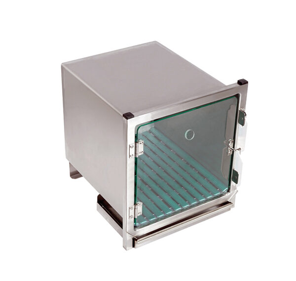 Cage en acier inoxydable – Format A – avec porte en verre et trou oxygène