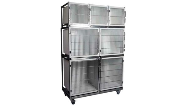 Ensemble de 6 cages en polyester sur châssis à roulettes (3A + 2B + 1C)
