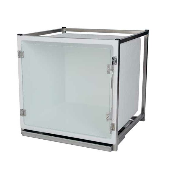 Jaula de poliéster – Formato B – con puerta de cristal y agujero de oxígeno