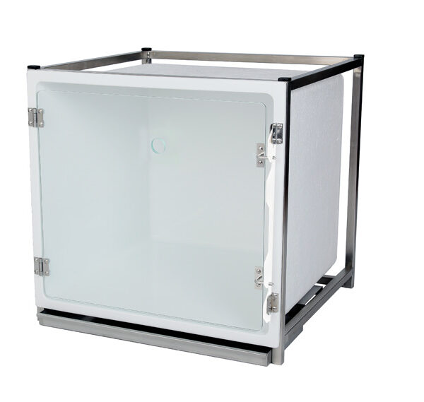 Jaula de poliéster – Formato B – con puerta de cristal y agujero de oxígeno