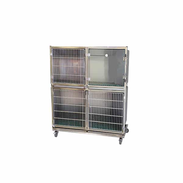 Cage Inox Ensemble de 3 cages vétérinaires en inox (1C + 1B + 1B trou) - Vetinox