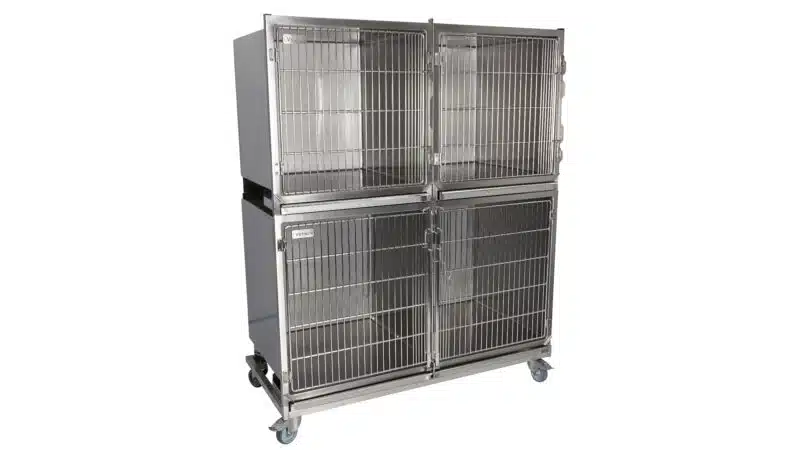 Cage Inox Ensemble de 3 cages vétérinaires en inox avec tiroirs (1C + 2B) - Vetinox