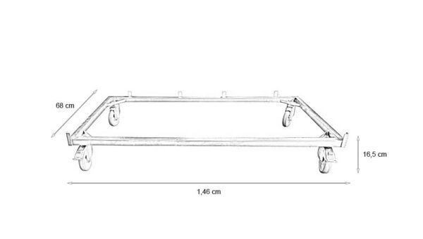 Chassis Inox 4 roulettes (2 à freins) pour Cage POLYVET