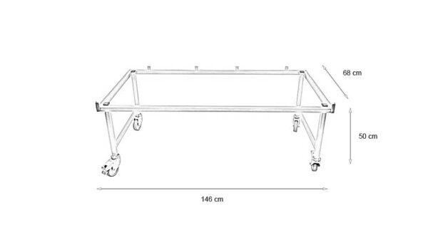 Chassis CONFORT Inox 4 roulettes (2 à freins) pour Cage POLYVET